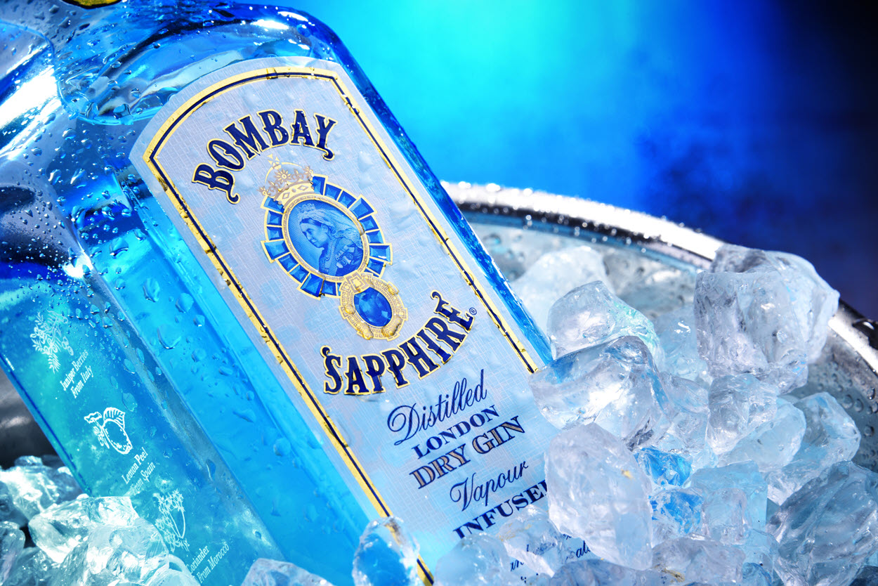 ice-cold Bombay Sapphire