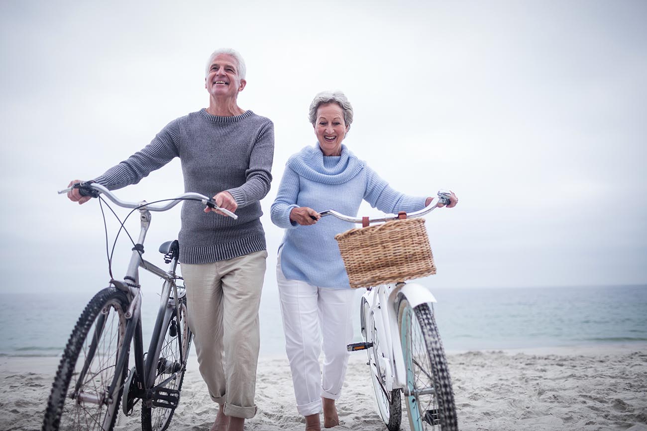 old couple biking