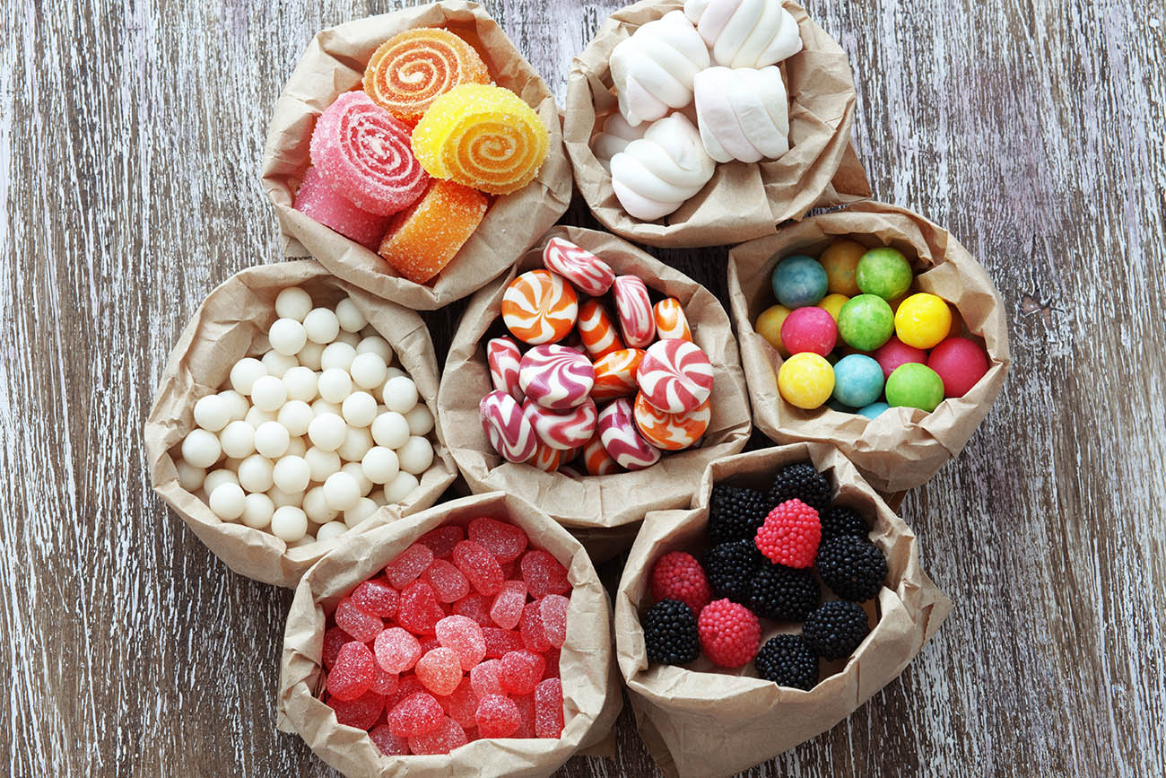 Variety of candies